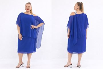 Picture of CURVY GIRL CHIFFON DRESS WITH SPARKLES ON SHOULDER